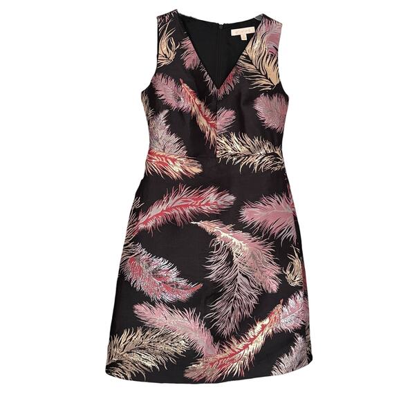 Etcetera Black Metallic Feather Print Gala Dress Size 0 - Picture 2 of 6